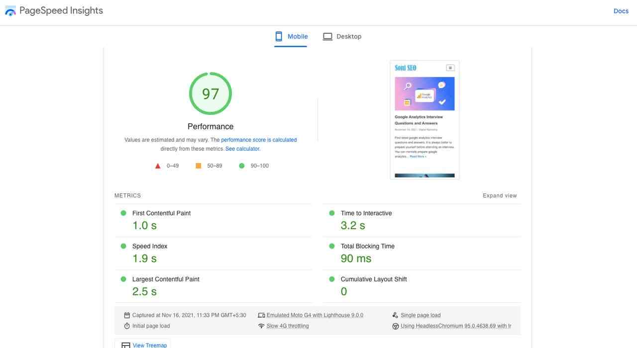 Google Page Speed Insights, Page Speed Test Tool